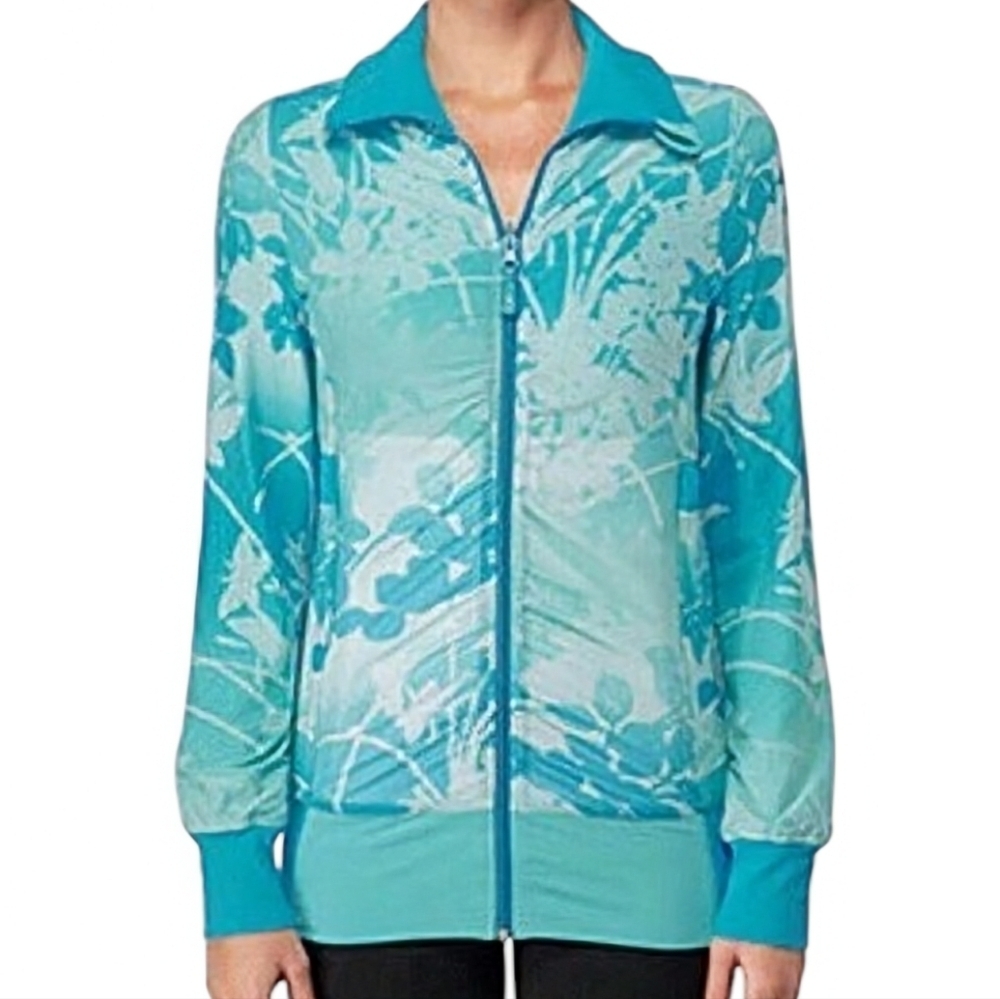 Lululemon Raja Jacket II Women 8 Blue Reversible Zip Up Luon Mesh